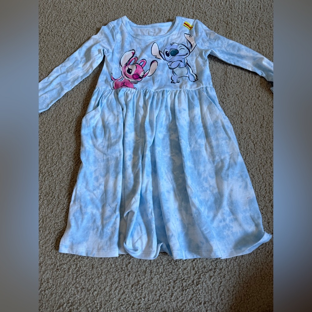 Disney Blue and Pink Character Long Sleeve Dress